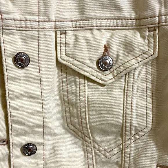 American Eagle Boyfriend Denim Jacket Women's Size M Bone Cream - Picture 3 of 9